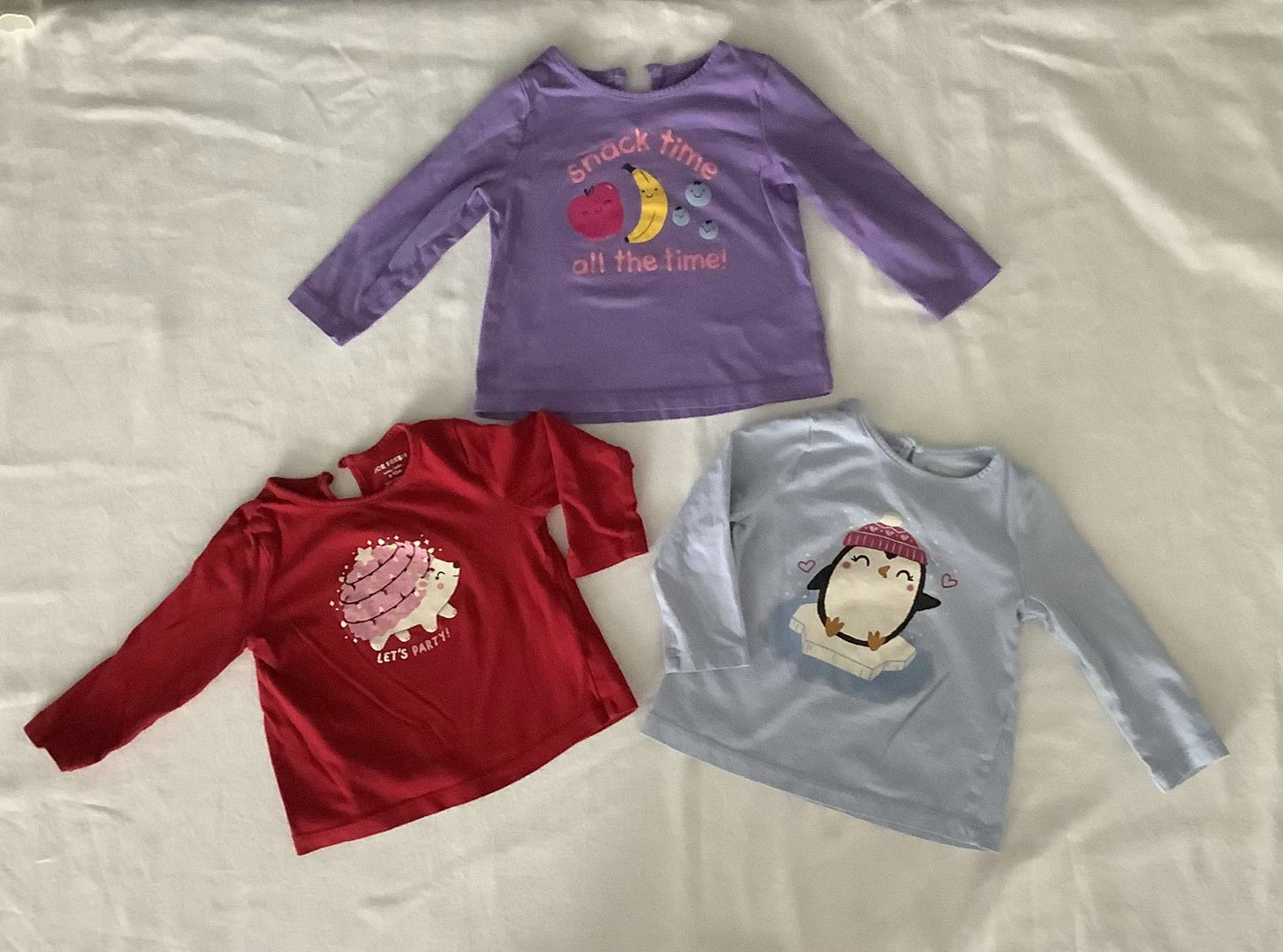 Girls Tops (Bundle of 5 tops - 2 onesies & 3 long sleeve shirts) 6-12 months, Kids 12 Month (9-12M)