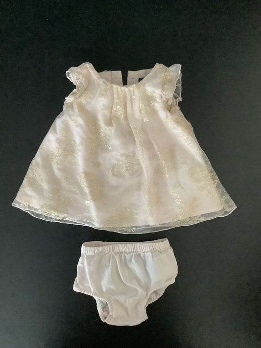 Baby Gap Girls Pink Party Dress with Gold Flowers 0-3 months, Kids 3 Month (0-3M)