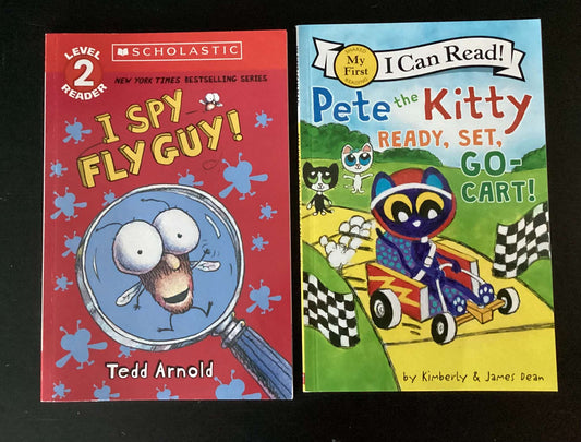 Easy Readers: I Spy Fly Guy by Tedd Arnold & Pete the Kitty Ready, Set, Go-Cart! by Kimberly & James Dean (Bundle of 2)