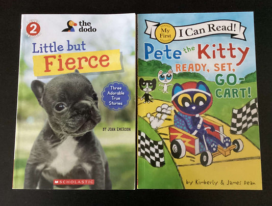 Easy Readers: Pete the Kitty Ready, Set, Go-Cart! by Kimberly & James Dean & Little But Fierce by Joan Emerson (Bundle of 2 Books)