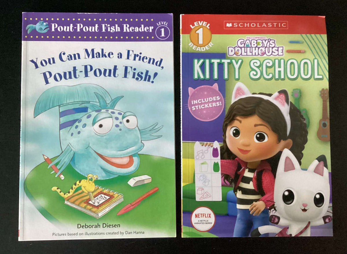 Easy Readers: You Can Make a Friend, Pout-Pout Fish! by Deborah Diesen & Gabby's Dollhouse: Kitty School (Bundle of 2 Books)