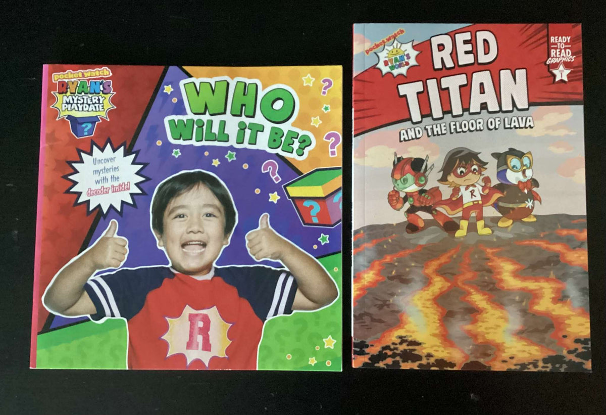Bundle of 2 Books: Ryan's World Books: Red Titan and the Floor of Lava & Ryan's Mystery Playdate: Who Will it Be? Set #1