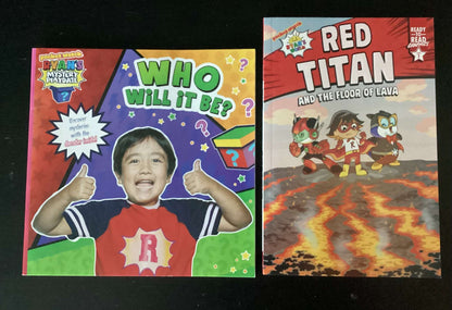 Bundle of 2 Books: Ryan's World Books: Red Titan and the Floor of Lava & Ryan's Mystery Playdate: Who Will it Be? Set #2