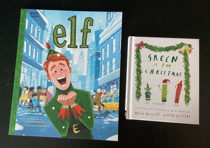 Bundle of 2 Christmas Books: Elf based on the film by David Berenbaum, Green is for Christmas by Drew Daywalkt