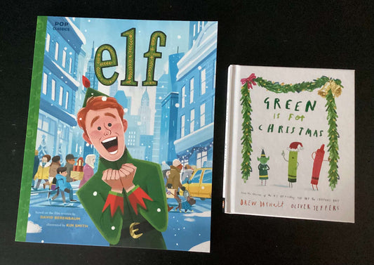 Bundle of 2 Christmas Books: Elf based on the film by David Berenbaum, Green is for Christmas by Drew Daywalkt