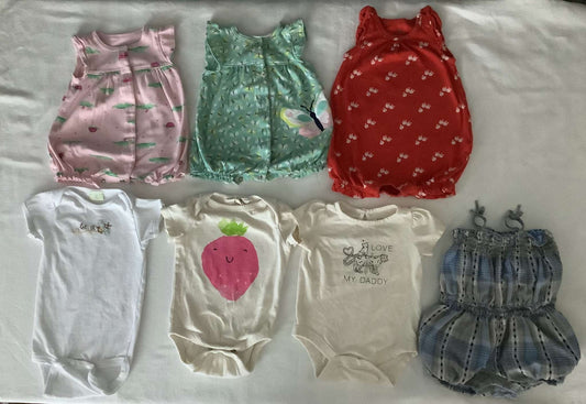 Girls Mixed Onesies & Rompers (Bundle of 7) 0-3, Kids 3 Month (0-3M)