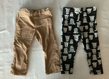 Bundle of 2 Pants: Baby Gap Beige Velvet Pants & Joe Fresh Halloween Leggings (18-24 months), Kids 24 Month (18-24M)