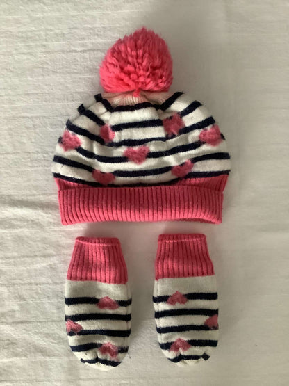 Bundle of 2 Items: Baby Gap Striped Toque and Matching Mittens, Kids 2T