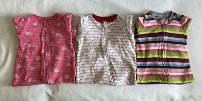 Baby Gap Sleeper Onesies (Bundle of 3 Sleepers) Girls 9-12 months, Kids 12 Month (9-12M)