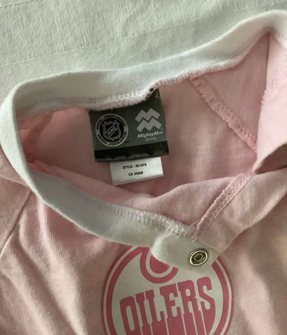 NHL Oilers Pink Buttoned Onesie, Kids 6 Month (3-6M)