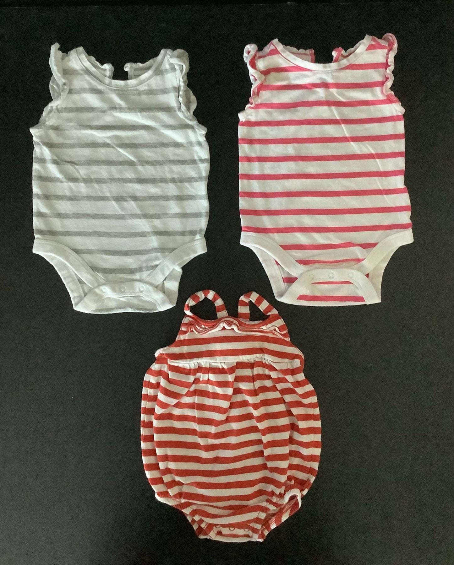 Baby Gap Girls Striped Onesies (Bundle of 3) 3-6 months, Kids 6 Month (3-6M)