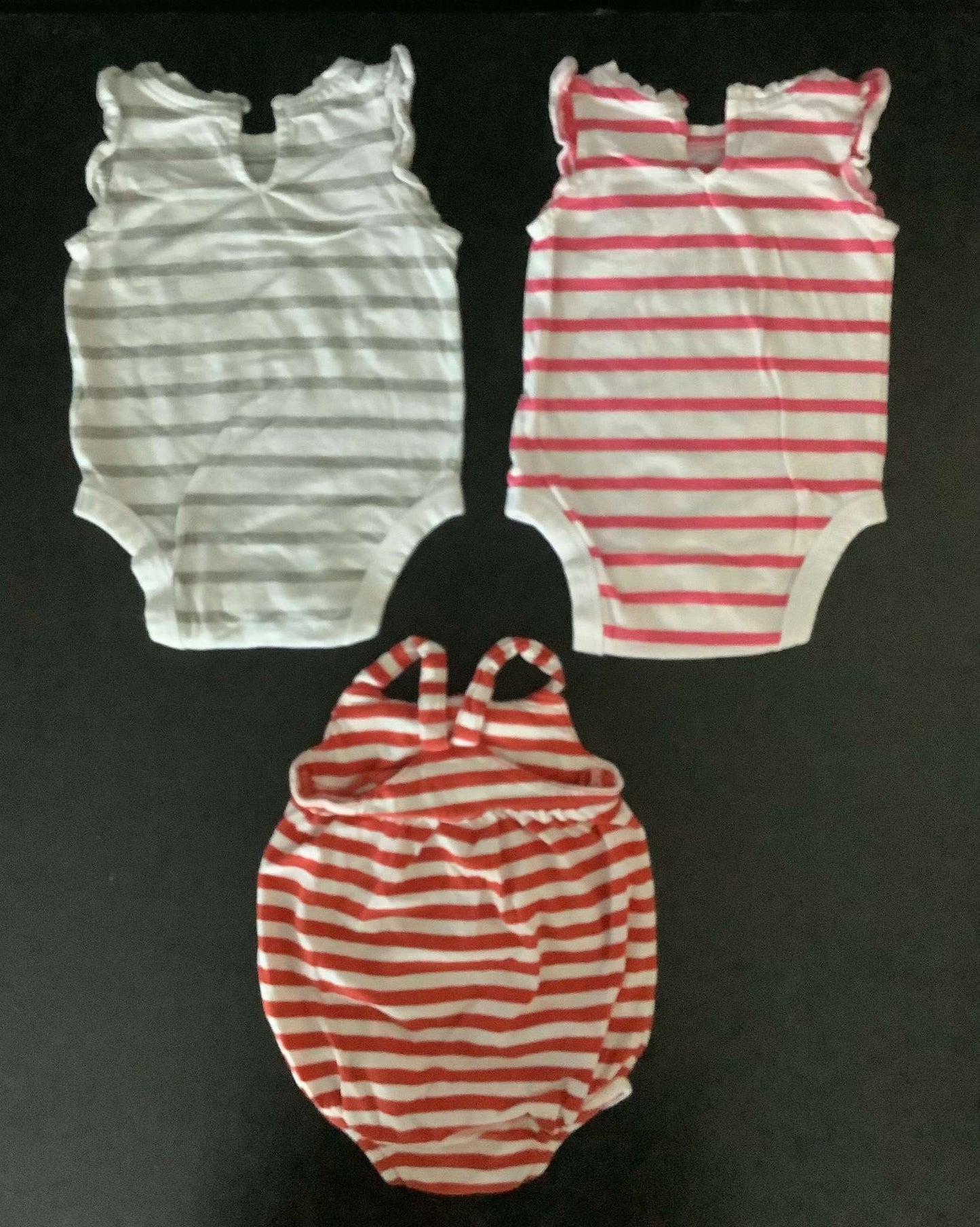 Baby Gap Girls Striped Onesies (Bundle of 3) 3-6 months, Kids 6 Month (3-6M)