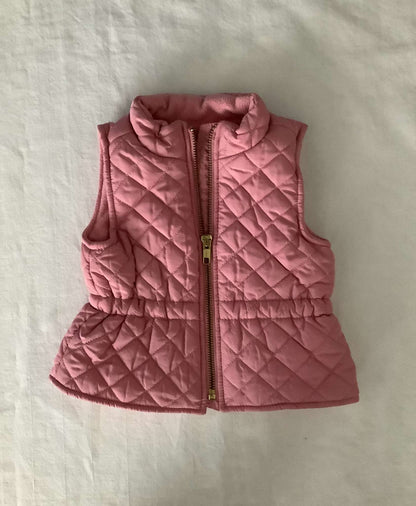 Old Navy Quilted Pattern Pink Vest 3-6 months, Kids 12 Month (9-12M)