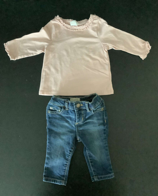 Girls Top and Denim Outfit 3-6 months, Kids 6 Month (3-6M)