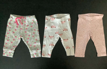 Girls Onesies and Leggings (Bundle of 5 items) 3-6 months, Kids 6 Month (3-6M)