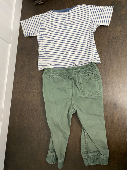 2x 18M Outfits with Cargo Pants and Shirts, Kids 18 Month (12-18M)