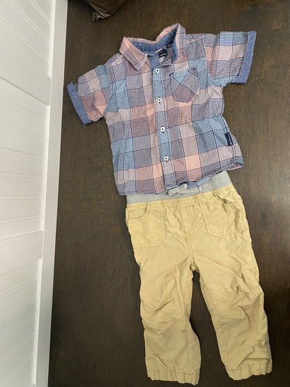 2x 18M Outfits with Cargo Pants and Shirts, Kids 18 Month (12-18M)