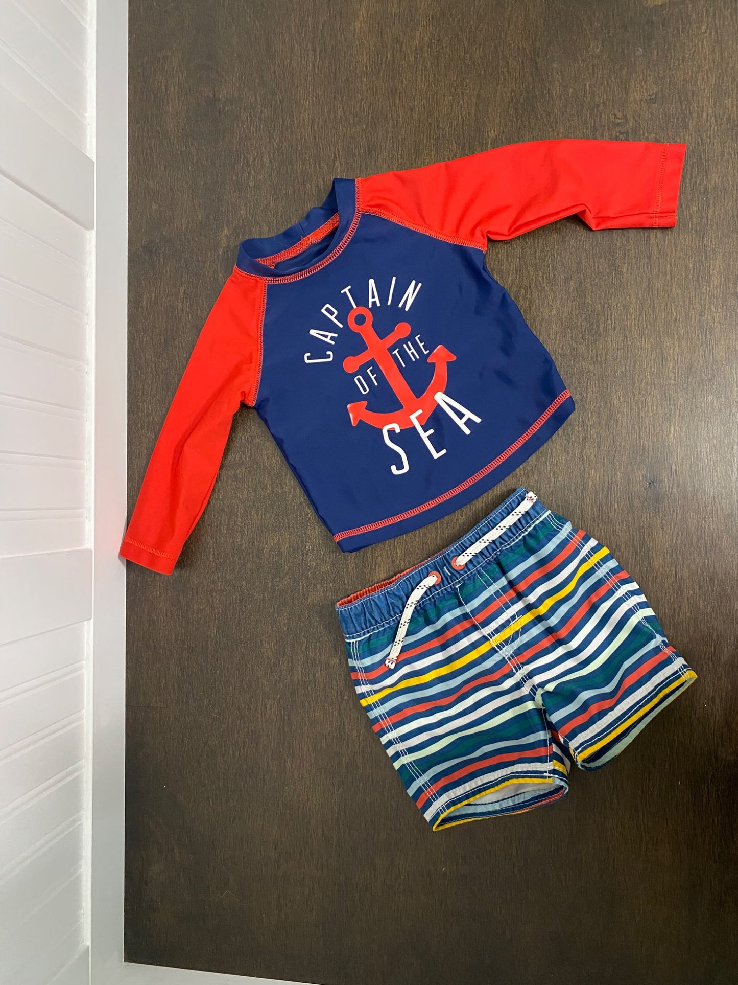 6-12M Toddler Boy Swim Shirt & Trunks VGUC, Kids 12 Month (9-12M)