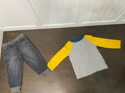 2T Boys Clothing Bundle: 1 Grey Jeans & 4 Long-Sleeve Shirts VGUC, Kids 2T