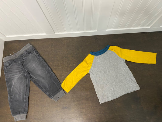 2T Boys Clothing Bundle: 1 Grey Jeans & 4 Long-Sleeve Shirts VGUC, Kids 2T