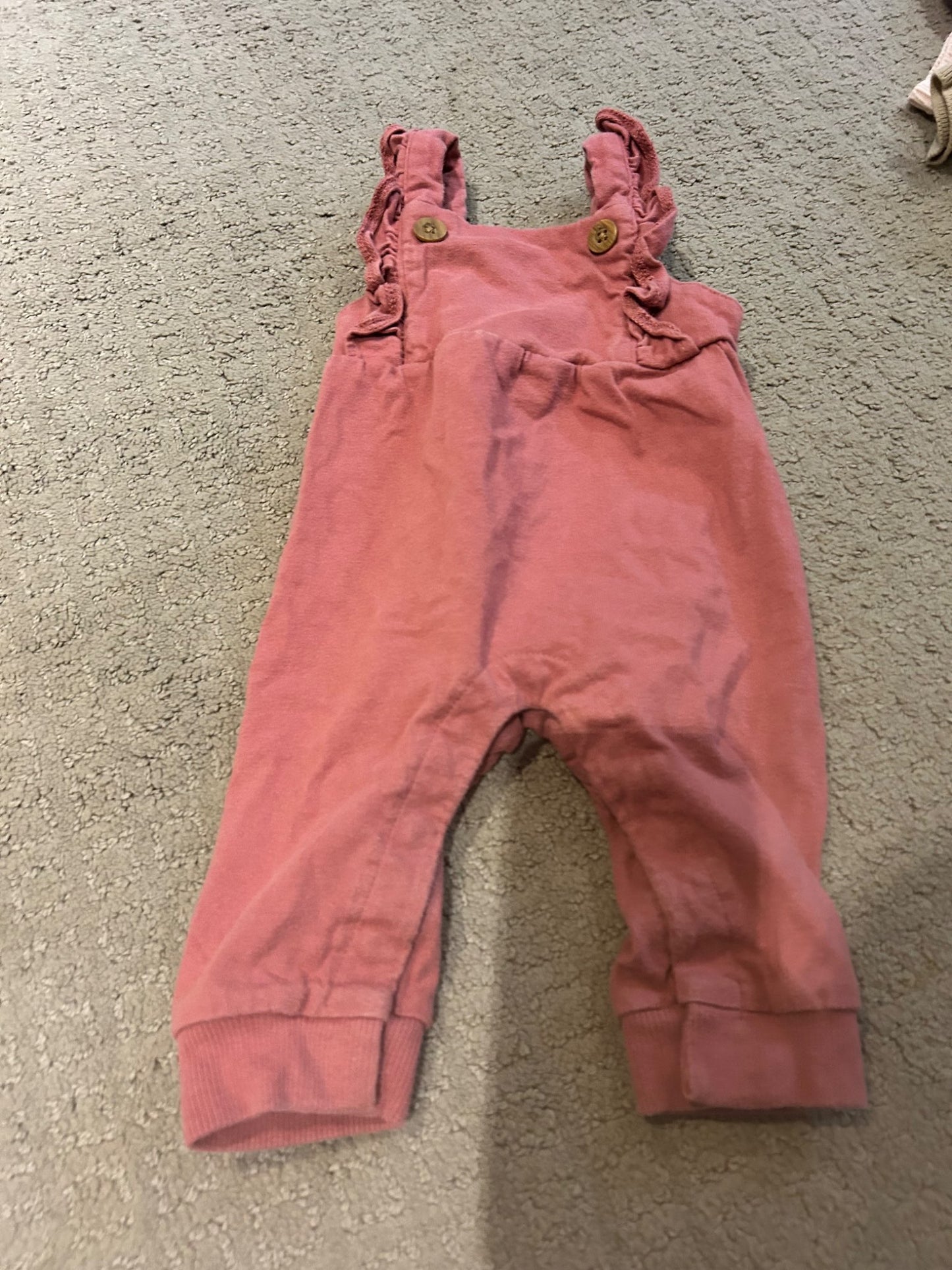 Pink ruffled overalls. , Kids 3 Month (0-3M)