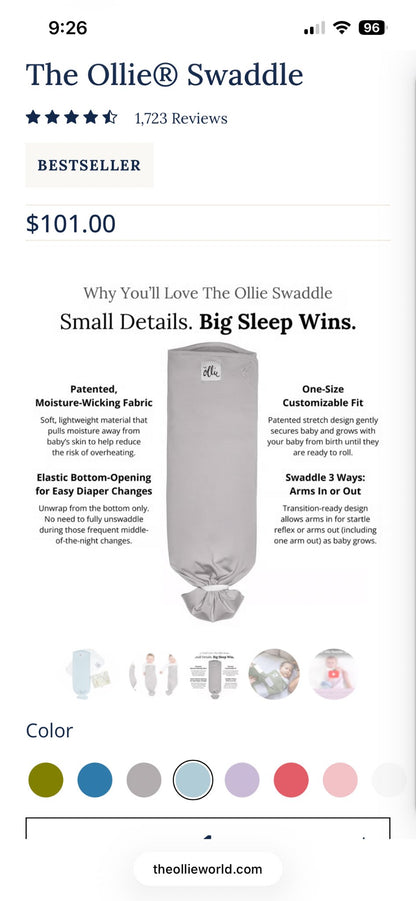 The Ollie Swaddle , 0-3 Months (Newborn)