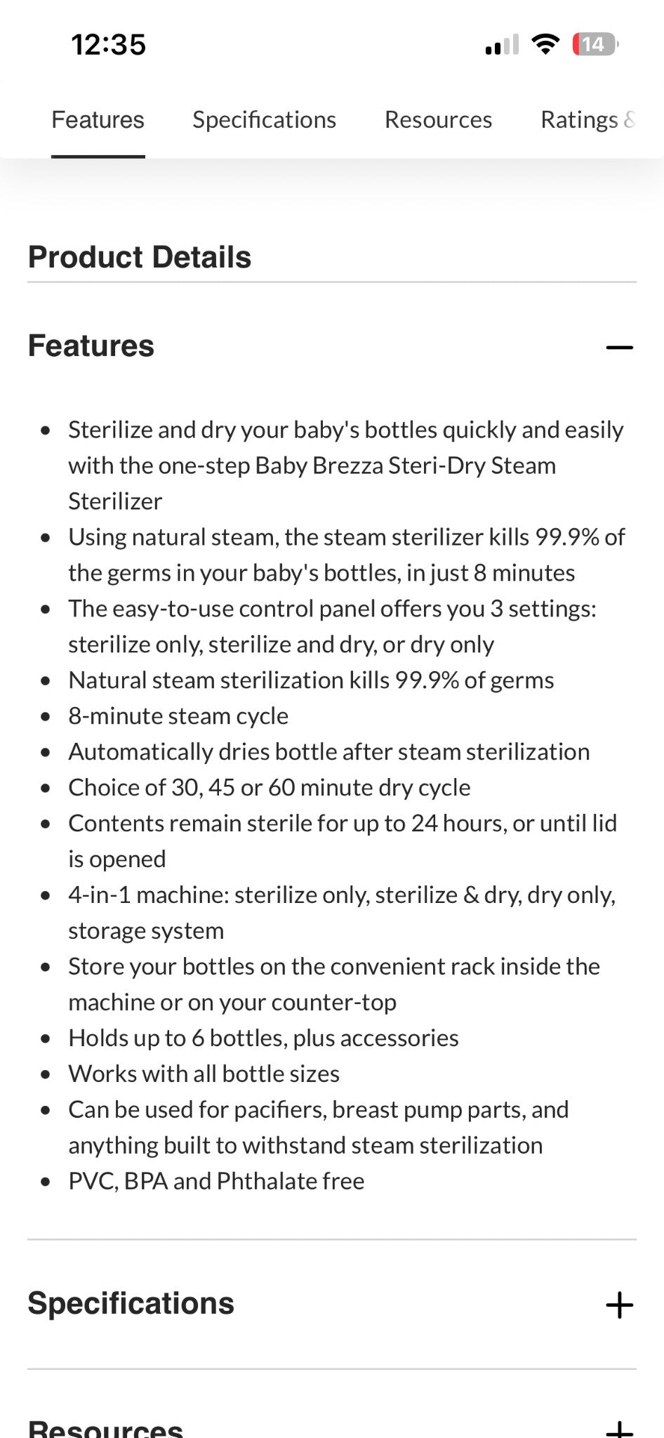 Baby Breeza Steri-Dry Steam Sterilizer