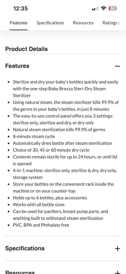 Baby Breeza Steri-Dry Steam Sterilizer