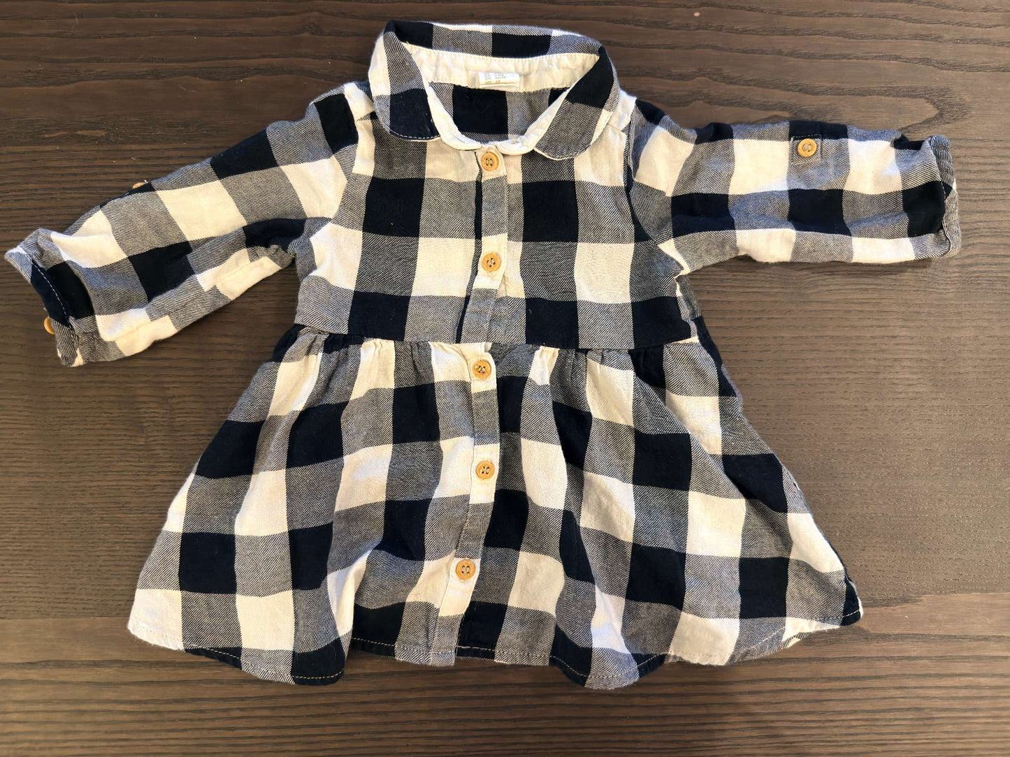 H&M Black and White Plaid Dress , Kids 6 Month (3-6M)