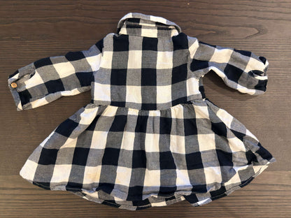 H&M Black and White Plaid Dress , Kids 6 Month (3-6M)