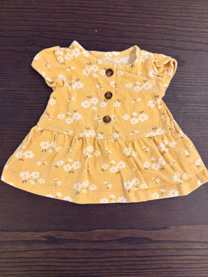 Yellow Floral Shirt Dress, Kids 3 Month (0-3M)
