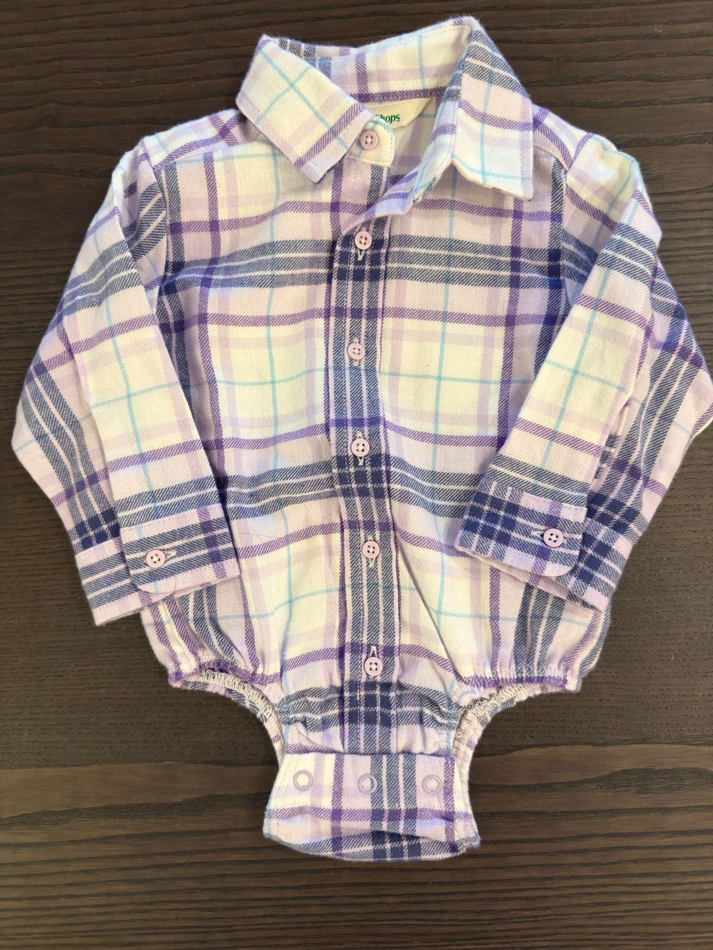 NWOT Bass Pro Shop Purple Plaid Bodysuit, Kids 12 Month (9-12M)