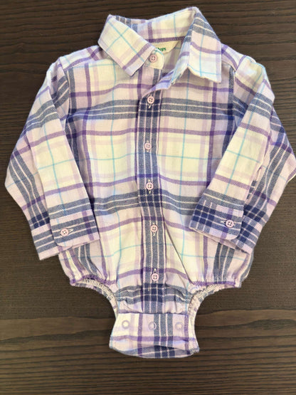 NWOT Bass Pro Shop Purple Plaid Bodysuit, Kids 12 Month (9-12M)