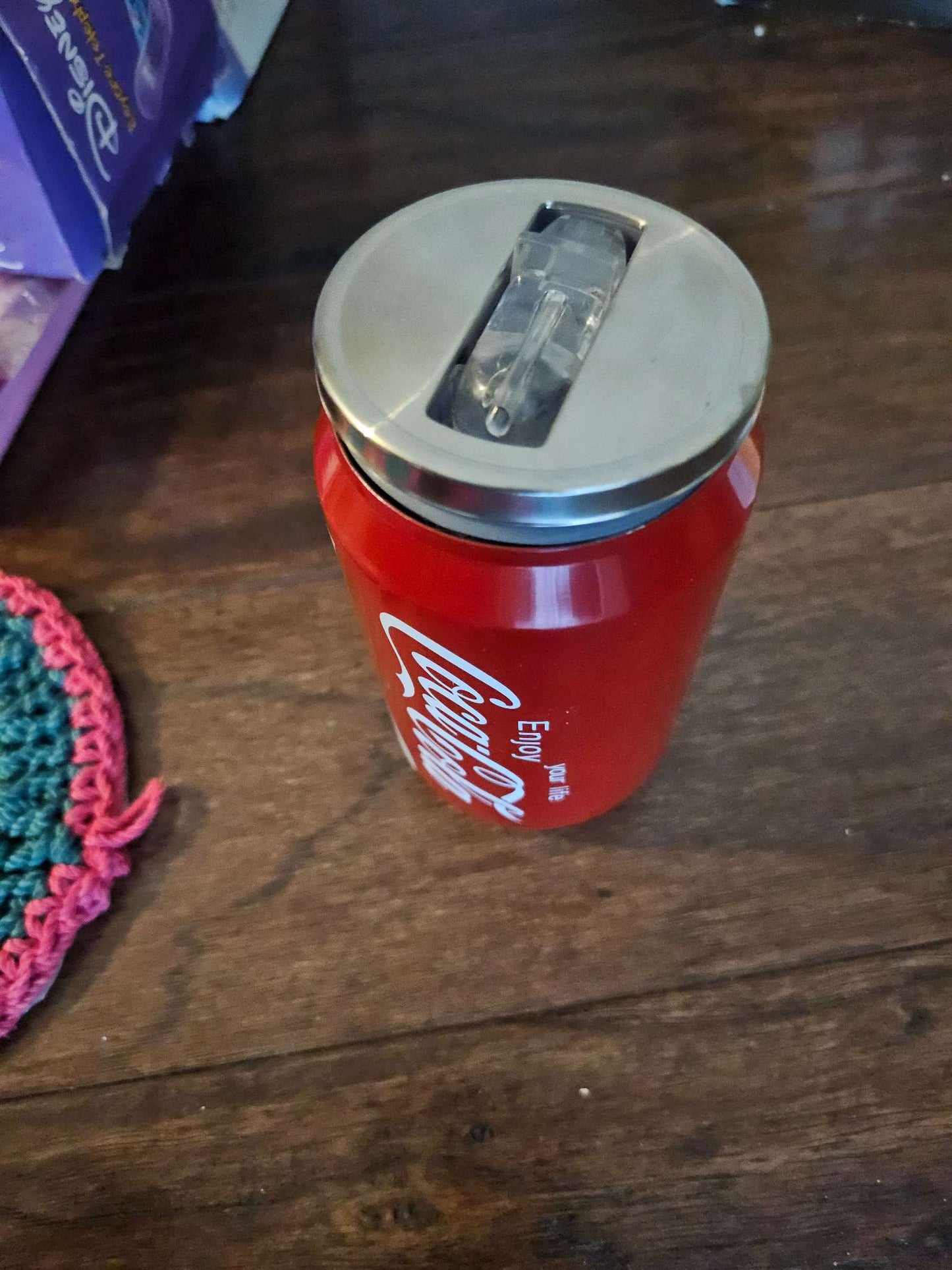 Coca-Cola Soda Can Shaped Insulated Travel Tumbler with Flip Straw Top