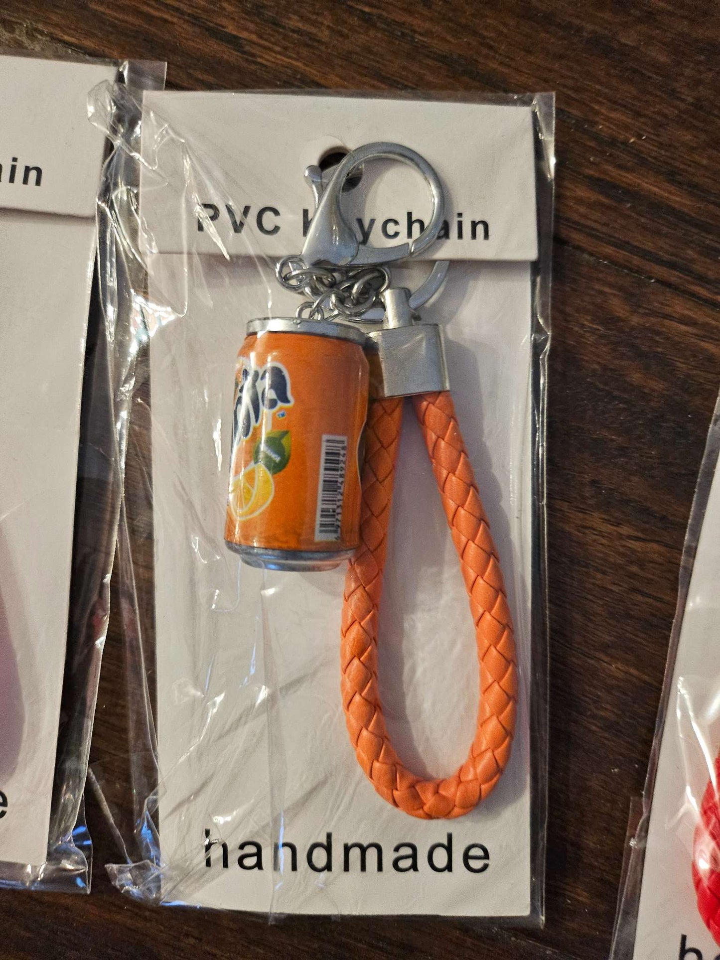 Lot of 3 Mini Soda Can & Donut Keychains NIP | Coca-Cola Fanta Cute Bag Charms