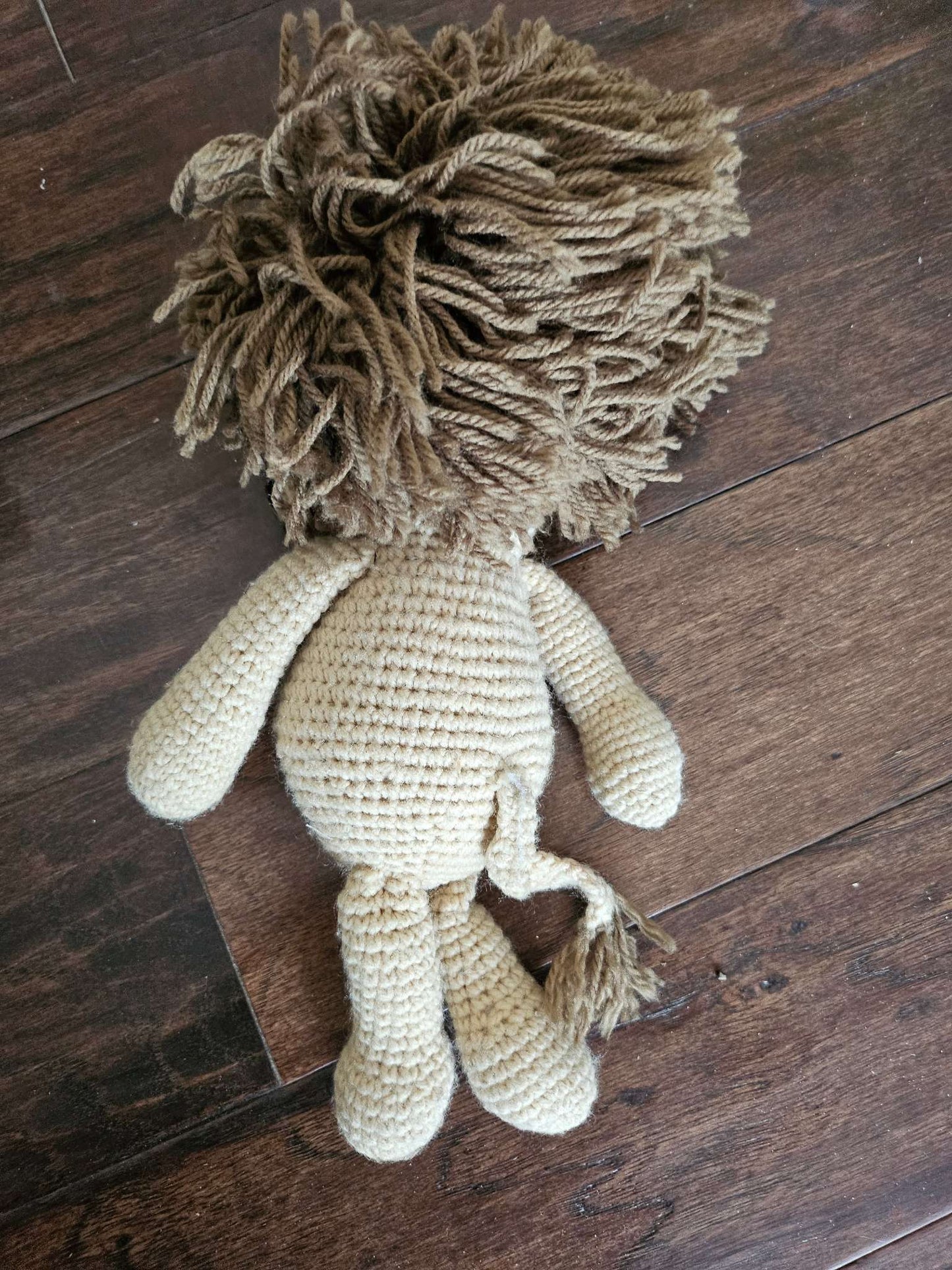 Vintage Hand Crocheted Lion Plush Toy | Yarn Shag Mane Amigurumi Stuffed Animal