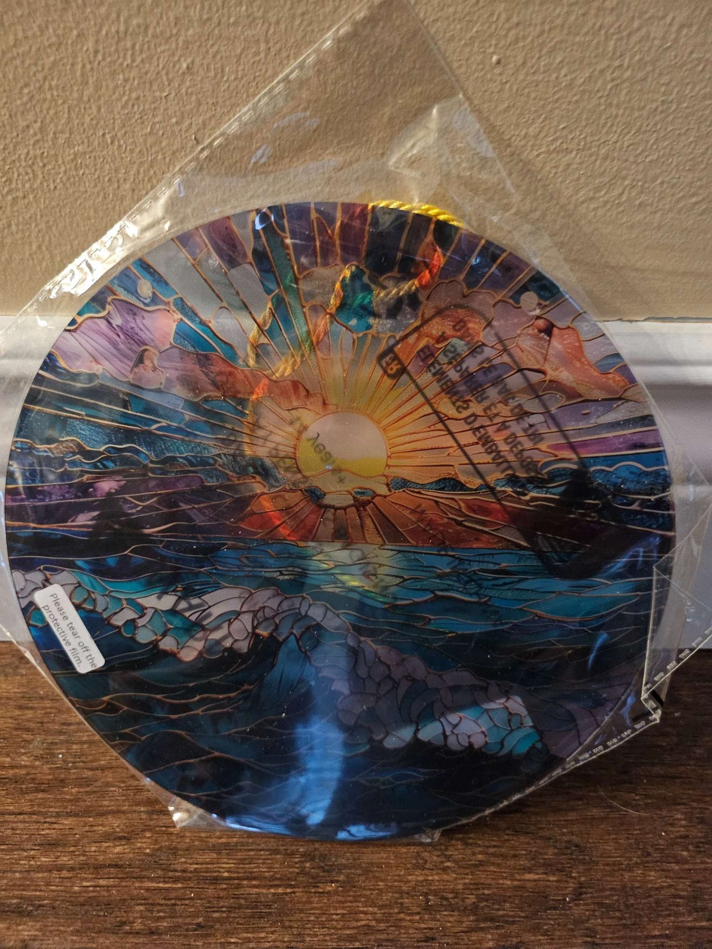 Vibrant Sunset & Ocean Waves Acrylic Suncatcher Window Decor | New Sealed