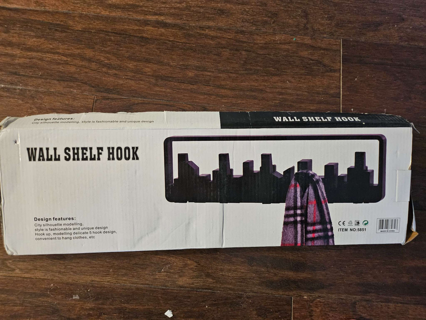 Modern Black Skyline Flip-Down Wall Coat Rack Hooks NIB | Umbra Style Cityscape