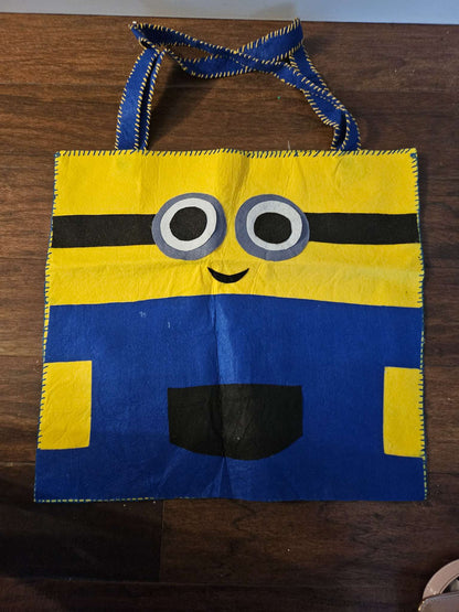 Handmade Minion Felt Tote Bag | Despicable Me Character Trick or Treat Candy Bag
