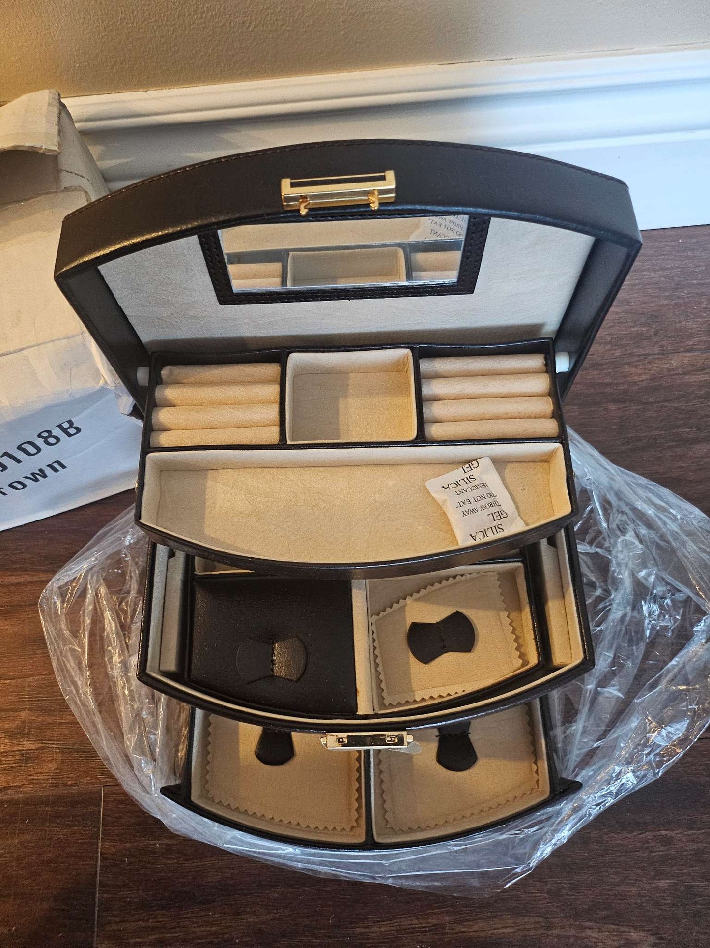 Black Faux Leather Jewelry Box