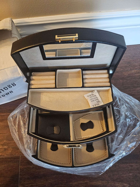 Black Faux Leather Jewelry Box