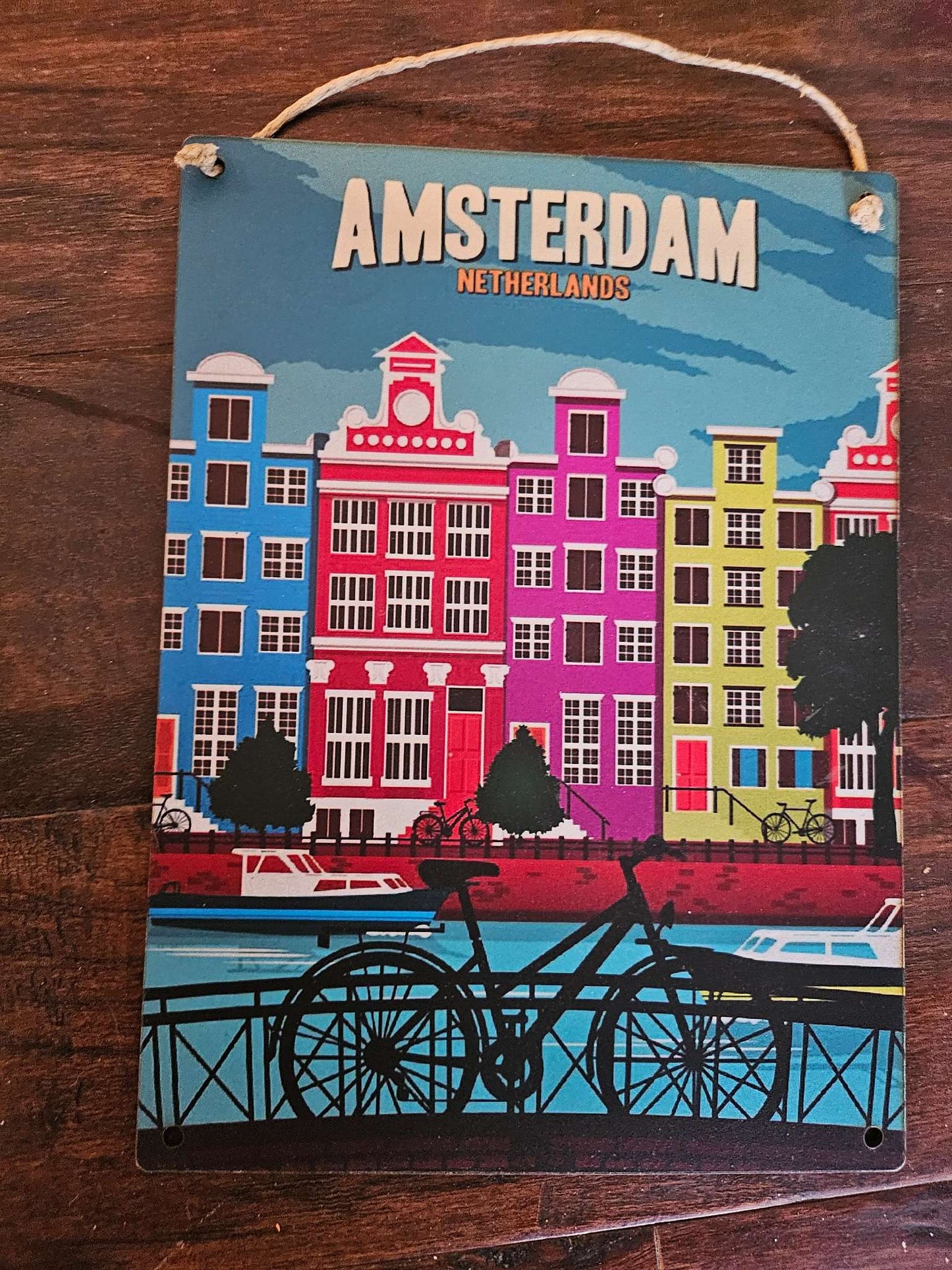 Amsterdam Netherlands Souvenir Wooden Sign