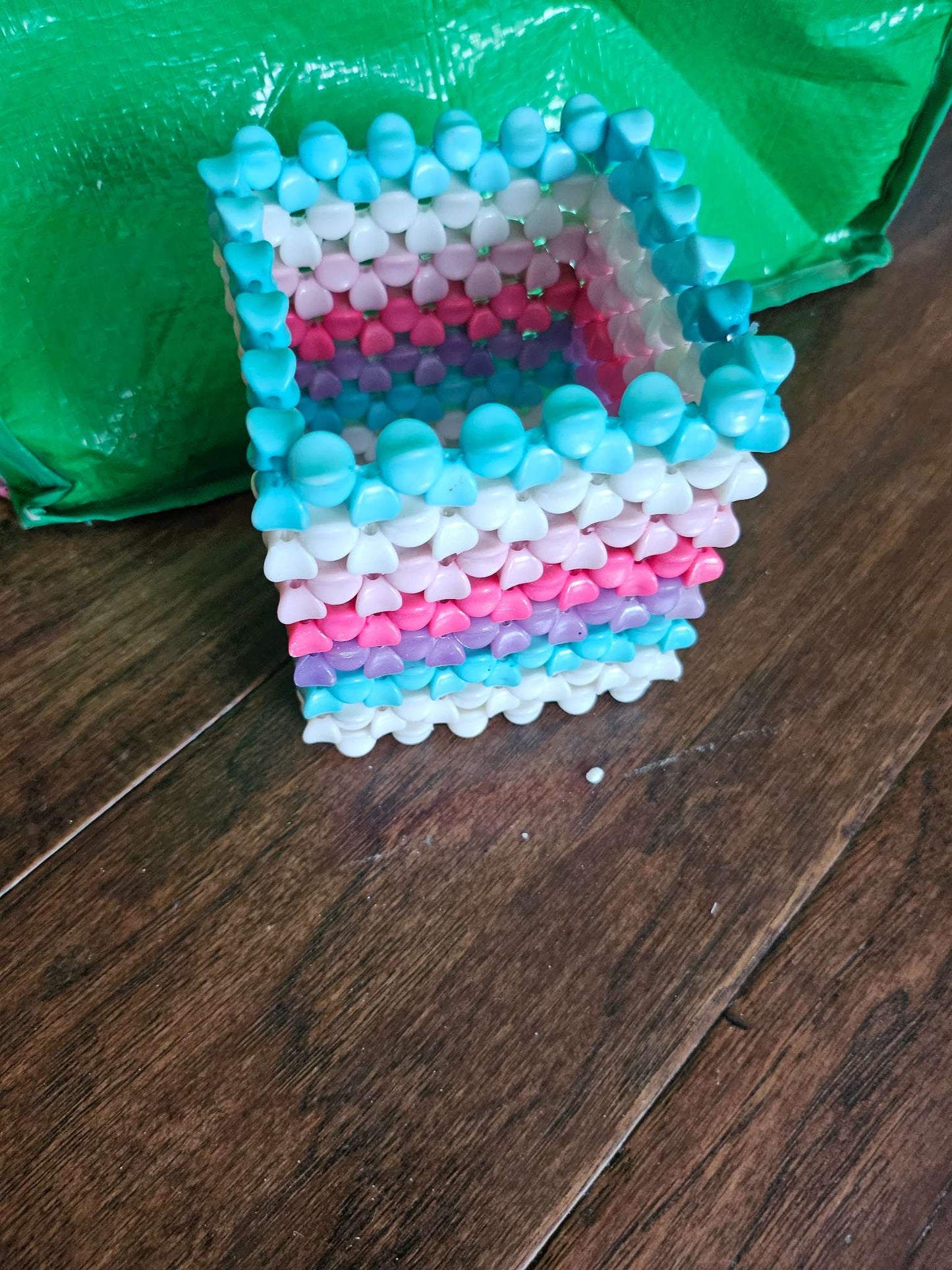 Handmade Rainbow Pony Bead Pencil Holder