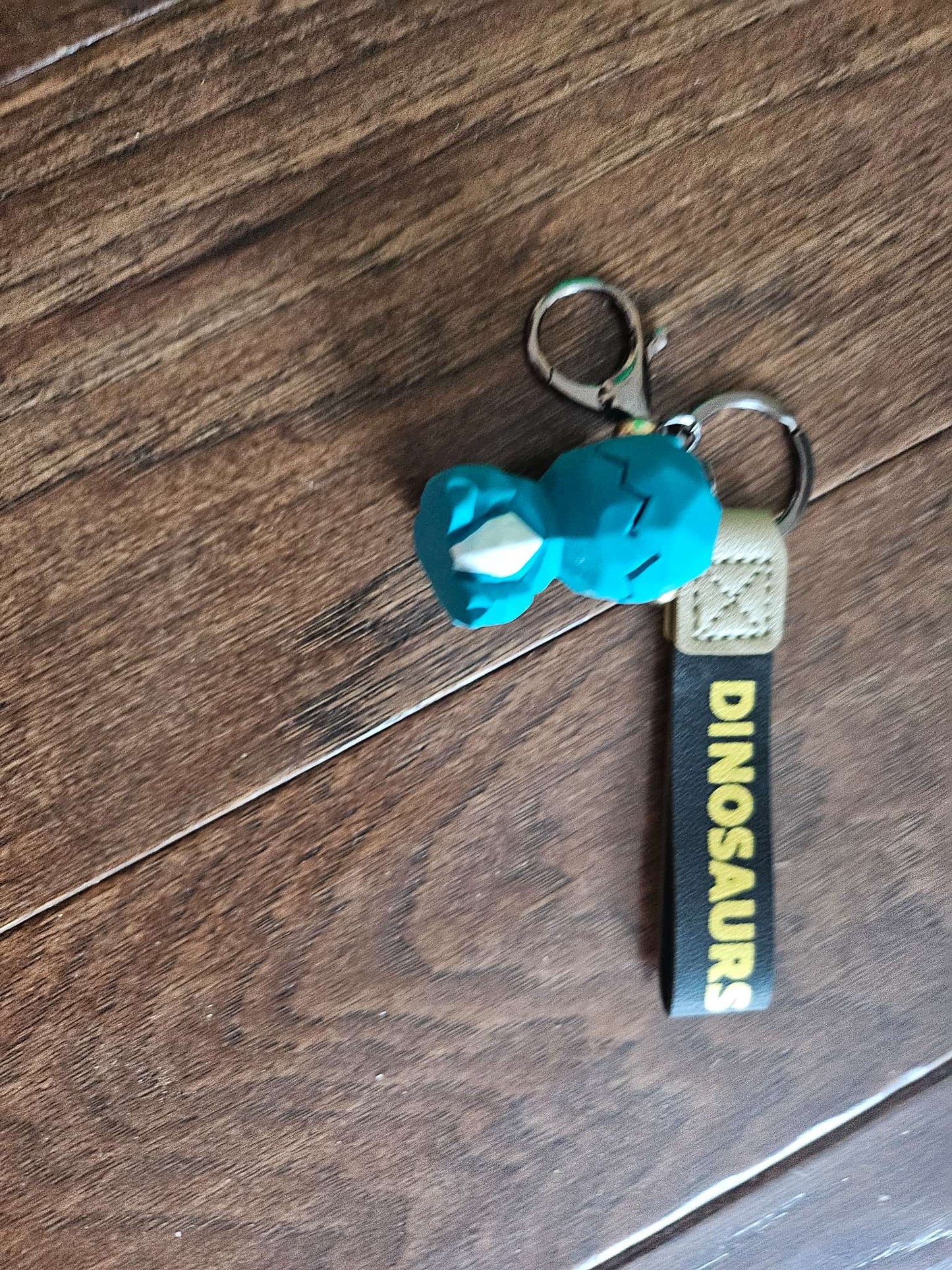 Teal Dinosaur Keychain with Strap