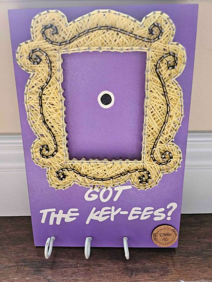 Handmade FRIENDS TV Show String Art Key Holder - Monica's Purple Door