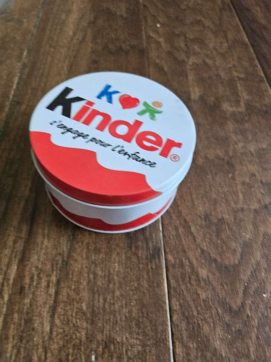 Collectible Kinder Metal Tin | Small Round Storage Container (