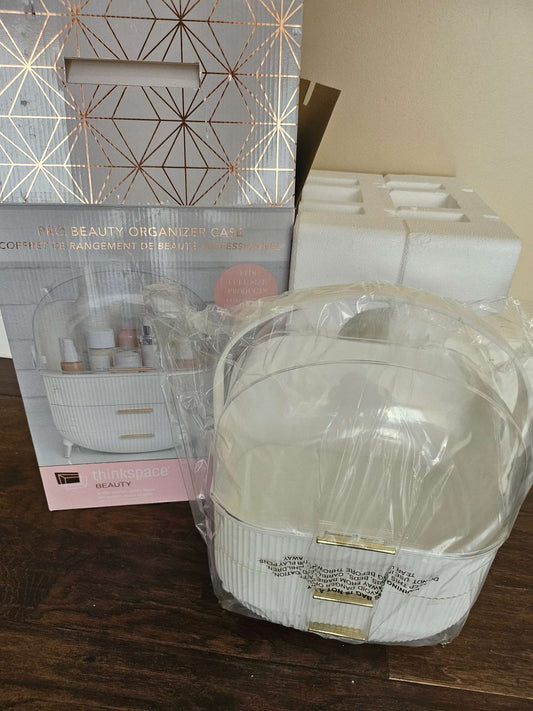 Thinkspace Beauty Pro Beauty Organizer Case | Modern White Vanity Display with Drawers NIB