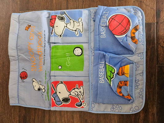 Vintage Peanuts Snoopy & Woodstock Sports Wall Organizer | Hanging Storage Pockets