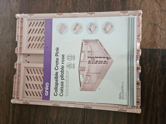 Anko Pastel Pink Collapsible Crate NIP | Stackable Plastic Storage Bin