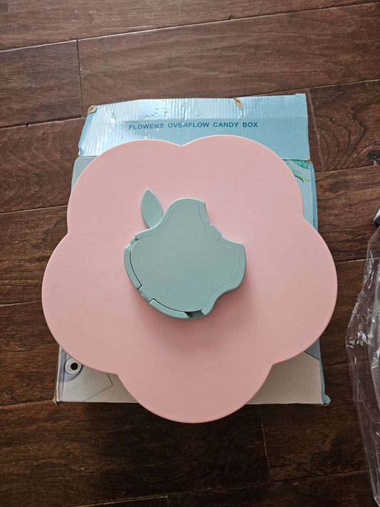 Pink Petal Rotating Snack & Candy Tray | Phone Holder Flower Storage Box